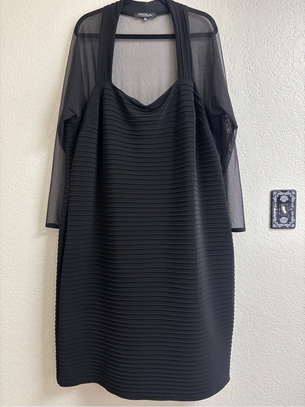 Vintage ONYX Nite Wendye Chaitin 22W Y2K Goth Black Mesh Dress